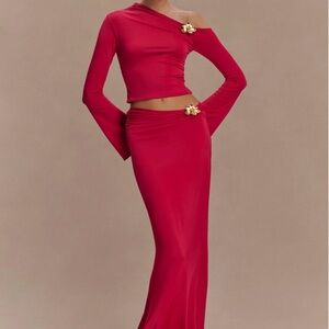 Meshki Red Off-Shoulder Set